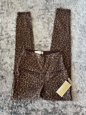Michael Kors Brown Leopard Print Leggings XXS NWT